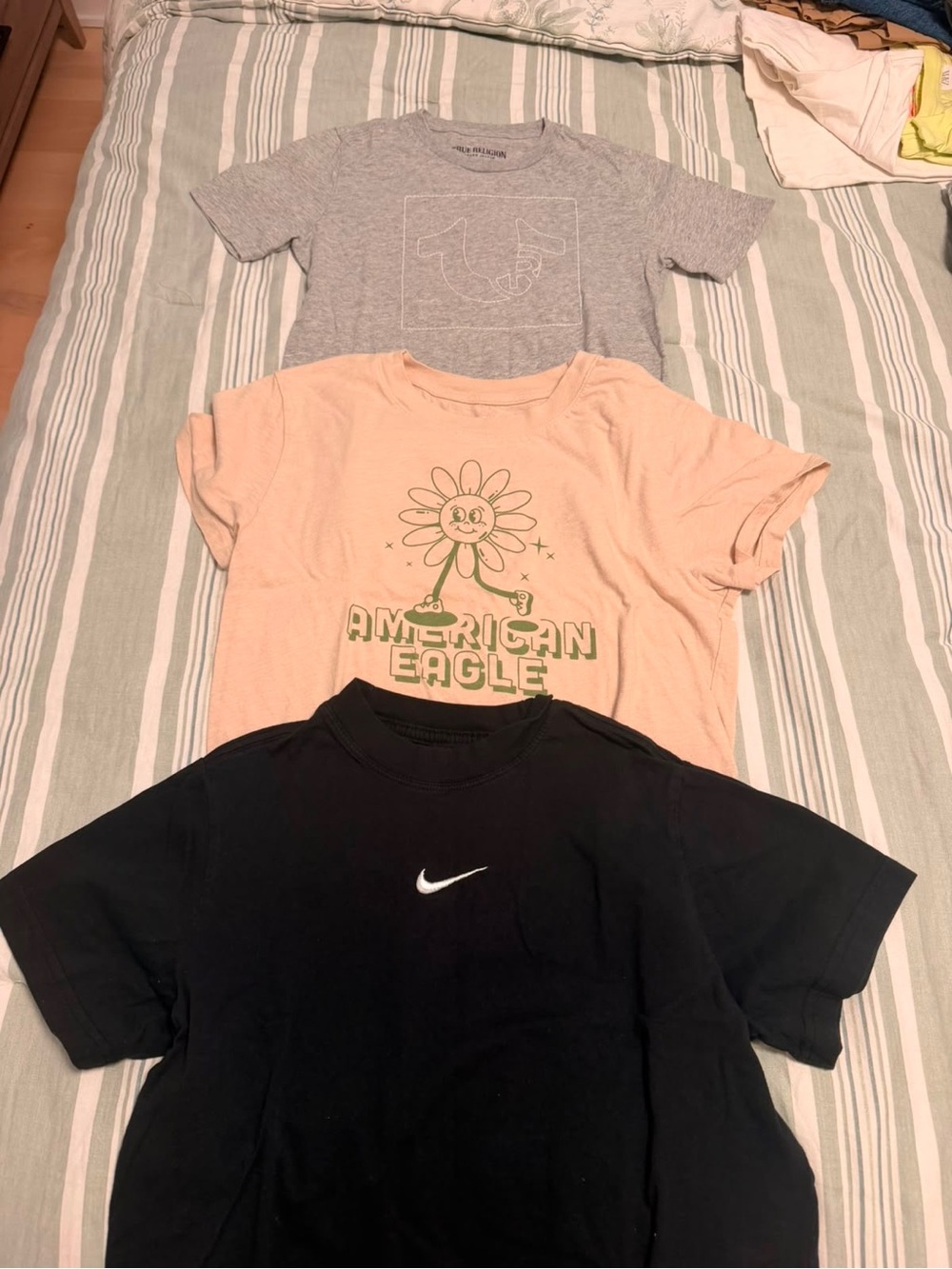 True Religion Gray Heather Logo Short Sleeve Tee